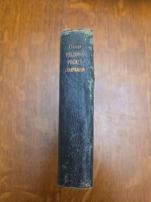 1869 ODD FELLOWS Pocket Companion, LEATHER GOLD  ILLUS. Fraternal COLLECTIBLE - Image 1 of 4