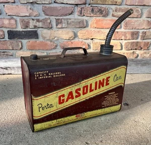 Vintage Edward Can Co. Huffman Porta Metal Gas Can W/ Spout Garage 2.5 Gallon - Picture 1 of 20
