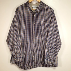 Columbia Button Down Hemd Herren 2X blau hellbraun weiß kariert langarm 100% Baumwolle - Bild 1 von 9