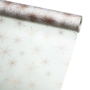 Frosted Christmas Cello Roll 80cm Wide 80m Long Rose Gold Snowflakes Design - Picture 1 of 1