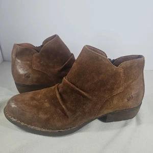 Born Adalee Ankle Bootie Womens Suede In Rust Distressed Slouch Zip Closure 11M - Picture 1 of 6