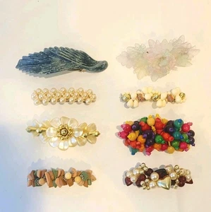 Lote de pinzas para el cabello vintage con cuentas de los años 80/90 perlas pegajosas  - Imagen 1 de 9