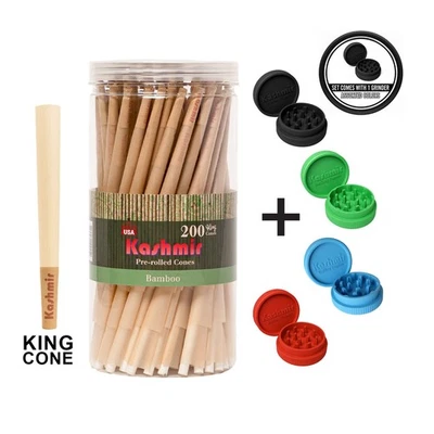 Kashmir Pre Rolled Cones Bamboo King Size 200 Ct Rolling Paper Cones W/Tips - Image 1 of 4