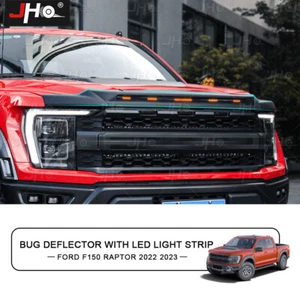 Bug Shield Hood Deflector Guard Bonnet Protector W/ Lights For Ford F150 Raptor - Picture 1 of 16