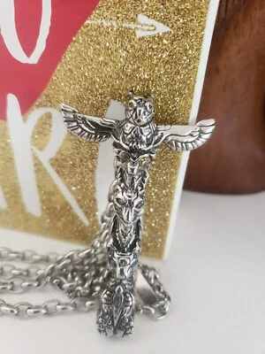 ENORME Collar Han Cholo TOTEM POLE de acero inoxidable para hombre como nuevo usado una vez Urban Outfitters Foto 1 de 4