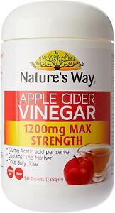 Nature's Way Apple Cider Vinegar 1200mg Max Strength 90 Tablets The Mother NEW