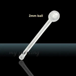 2pcs. 20GA~2mm Ball Clear Acrylic Flexible Nose Bone Retainer - Picture 1 of 1