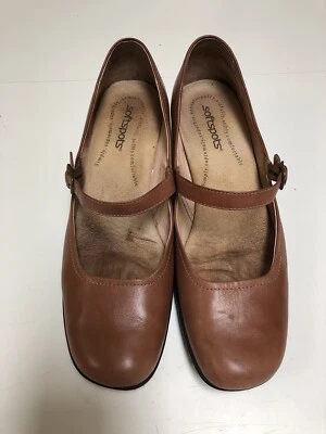 SOFTSPOTS Comfort Leather Mary Jane Square Toe Low Heel Tan 9 Narrow EUC - Image 1 of 4