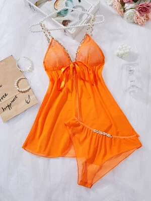 Lencería para mujeres Sexy Encaje Babydoll Camisón Malla Dormir Vestido Ropa Interior Conjunto EE. UU. Foto 1 de 4