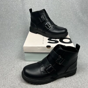 SO Ankle Combat Boots Womens Size 9.5 Goth Punk Grunge Black Chunky - Picture 1 of 8