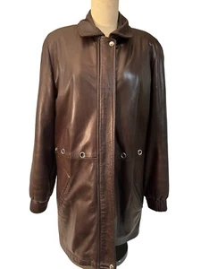 DAMSELLE Brown SoftLeather Jacket Zip Up Thermolite Insulation Women’s Size M - Picture 1 of 14