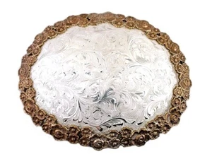 Western SILVER KING Sterling Chatsworth CA Handmade Oval Trophy Belt Buckle 5375 - Picture 1 of 2