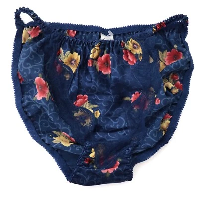 NUEVO DE COLECCIÓN 100% Poliéster Satén Tanga Bikini Floral Encaje Bragas TALLA S, M, L  Foto 1 de 2