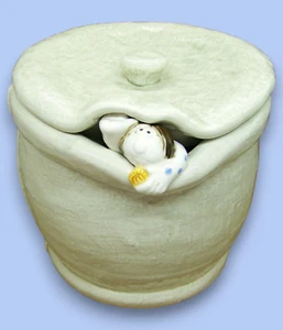 Fitz and Floyd Ceramic Cookie Jar With Lid The Cookie Thief Vintage 1976 Cute! - Picture 1 of 12