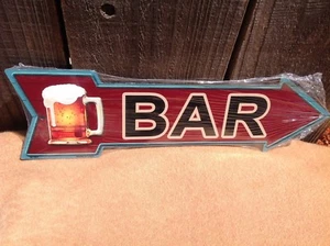 Beer Bar This Way To Arrow Sign Directional Novelty Metal 17" x 5" - Picture 1 of 1