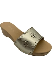 Jack Rogers Leather Breaker Clog Sandals Platinum - Picture 1 of 3