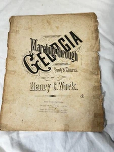 1800s Marching Through Georgia by Henry C Work Antique Collectible Sheet Music - Picture 1 of 6