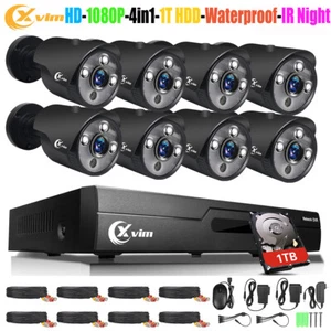 XVIM 4/8CH DVR H.265+ Outdoor CCTV 1080P Security Camera System IR Night Vision - Picture 1 of 22