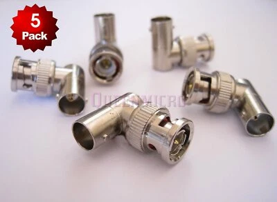 5 x BNC公对母直角90度连接器适配器插头闭路电视摄像机 — 第 1/3 张图片