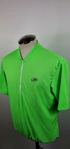 Performance Half-Zip Bright Green Cycling Jersey, Men's Large - Imagen 1 de 7