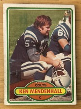 1980 Topps Ken Mendenhall ￼Football Card #67 Colts Center Low-Grade O/C