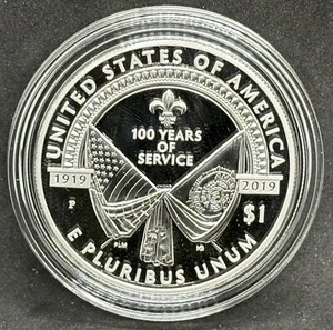 2019-P Proof American Legion 100th Anniv Commemorative 90% Silber Dollar, OGP - Bild 1 von 3