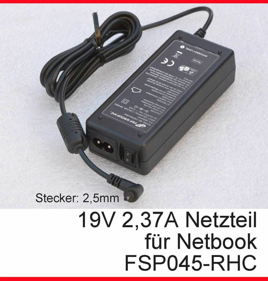 19V 2,37A STROMADAPTER FSP FSP045-RHC 2,5mm STECKER MEDION ASUS NETBOOK HP - N30 - Bild 1 von 1
