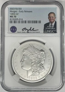 2023 Fiji 1893-CC Morgan Dollar NGC MS 70 Early Releases David Ryder Signed - Picture 1 of 2