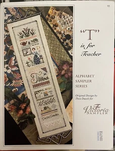 Victoria Sampler "T" IS FOR TEACHER Leafet +Accessory pack + Linen - Picture 1 of 2