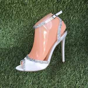 ASOS White Satin Gems Bridal Stiletto Ankle Strap Sandals UK 5 EU 38 - Picture 1 of 15