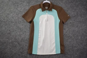 Izod XFG Womens Top Size Small Brown Blue 1/4 Zip Short Sleeve Golf Tennis - Picture 1 of 8