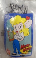 Mighty Mouse  PEARL PURPLEHEART PVC MIB Wendy's 1989 Clinger & Card