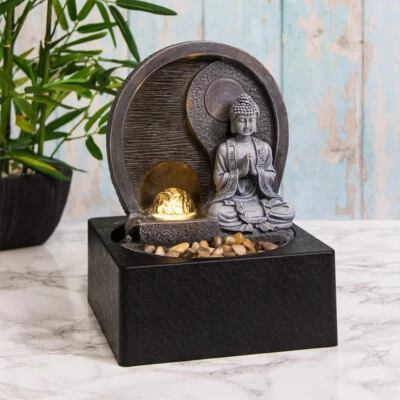 Buddha Water Fountain Light Tranquility Outdoor Indoor Home Office Decoration - Image 1 of 4