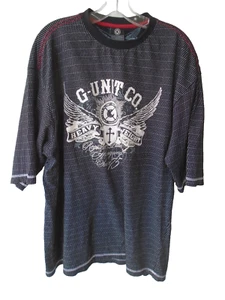 Vintage G-UNIT gestreiftes besticktes T-Shirt Herren Größe 2XL schwarz - Bild 1 von 6