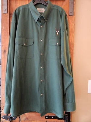 Camisa de vestir RedHead para hombre manga larga XXLT VERDE algodón pesado/denim ciervo alta Foto 1 de 4