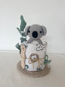 Personalisierte Windeltorte klein - Windeltorte neutral - Geschenk Babyparty - Bild 1 von 11
