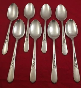 Set of 8 Wm Rogers 1941 PRISCILLA LADY ANN Silverplate Teaspoons 6 1/8" Flatware - Picture 1 of 6