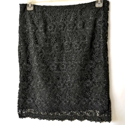 Allover Eyelet Black Lace A-line Skirt Size 10  - Image 1 of 4