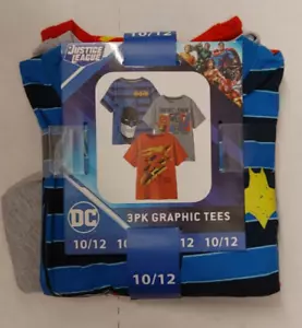 NWT DC Boys 3 Pk Graphic T-Shirts Size 10/12 - Picture 1 of 3