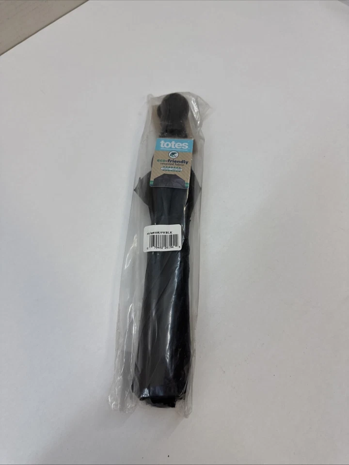 Totes Eco-Friendly Recycled Fabric 1 Person 42" Black Umbrella (SH)