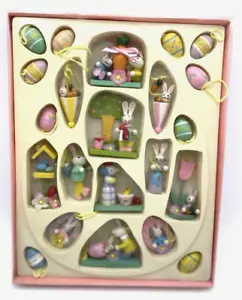 Osterornamente Holz Mini mit Schnuraufhängern 22 Ornamente Neu aus altem Lagerbestand Vintage - Bild 1 von 6