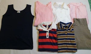 VTG 60s MOD SHIRT LOT TANK TOP BLOUSE TURTLENECK POLY COTTON DRESS SPORTY S / M - Picture 1 of 24