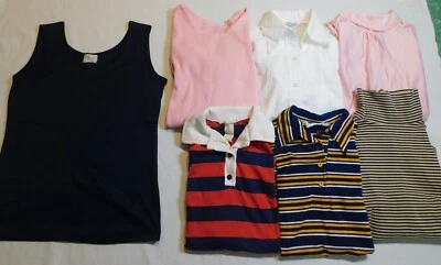 VTG 60s MOD SHIRT LOT TANK TOP BLOUSE TURTLENECK POLY COTTON DRESS SPORTY S / M - Image 1 of 4