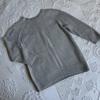 New York & Company women’s size medium gray sweater with silver collar detail - Image 1 of 4