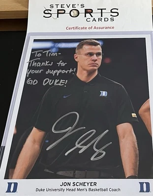 Fotografía 8x10 firmada por Jon Scheyer Duke de baloncesto HC con certificado de autenticidad y cargador superior Foto 1 de 4
