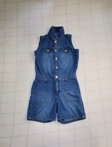 GAP Denim Kids Girl Romper Sz M (8-9) Blue Jean #576879 #721 - Picture 1 of 5