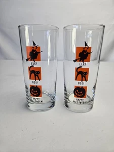 Paar 16 Unzen Halloween Pint Gläser, Hexe, schwarze Katze, Jack-O-Laterne - Bild 1 von 7