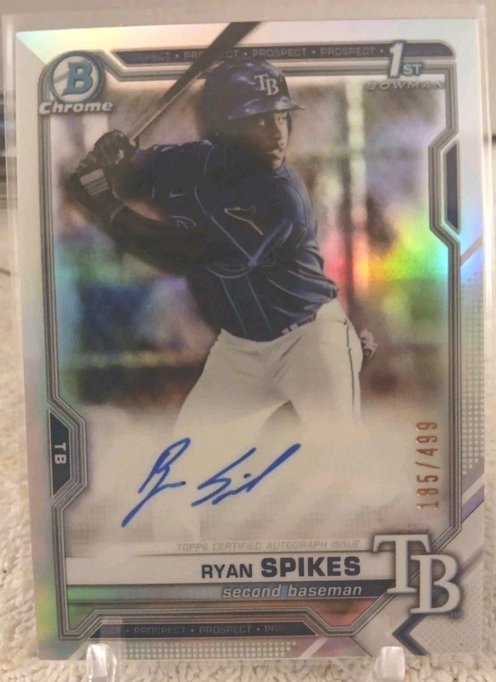 2021 Bowman Draft Chrome 1st Ryan Spikes Refractor Auto 185/499 Rays ROOKIE RC - Image 1 of 1