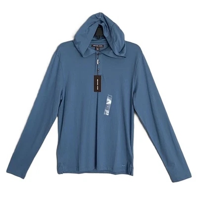 Michael Kors Polo Hoodie Shirt Men's Large Pima Cotton Stretch Ocean Blue NEW - Image 1 of 4