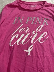 New Susan G Komen In Pink For A Cure T-Shirt Top Size L Ladies Long Sleeves - Picture 1 of 4